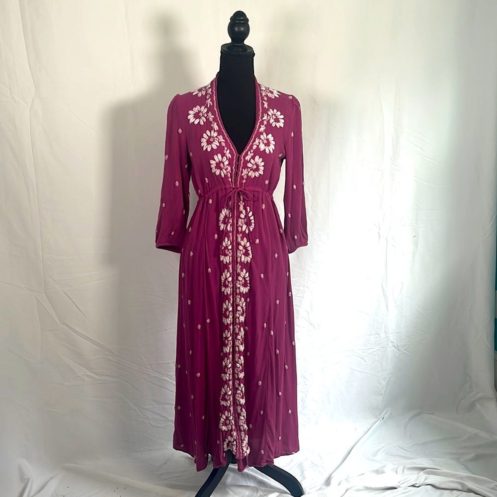 Free People Embroidered Fable Midi dress, Size Small, Used, Pink